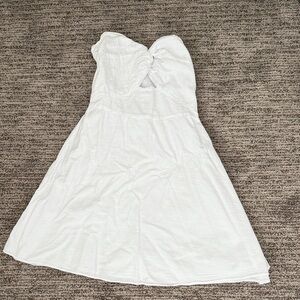 White Linen Strapless Dress